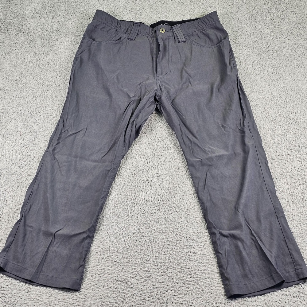 Eddie Bauer Pants Mens 34x27 Gray Stretch Hiking Water Resistant Elastic Waist